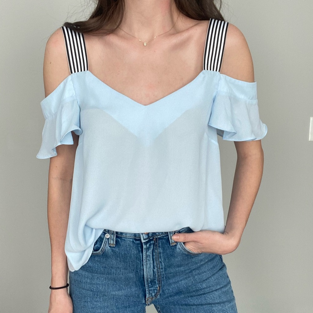 Flirty Off-Shoulder Blouse with Ribbon Straps